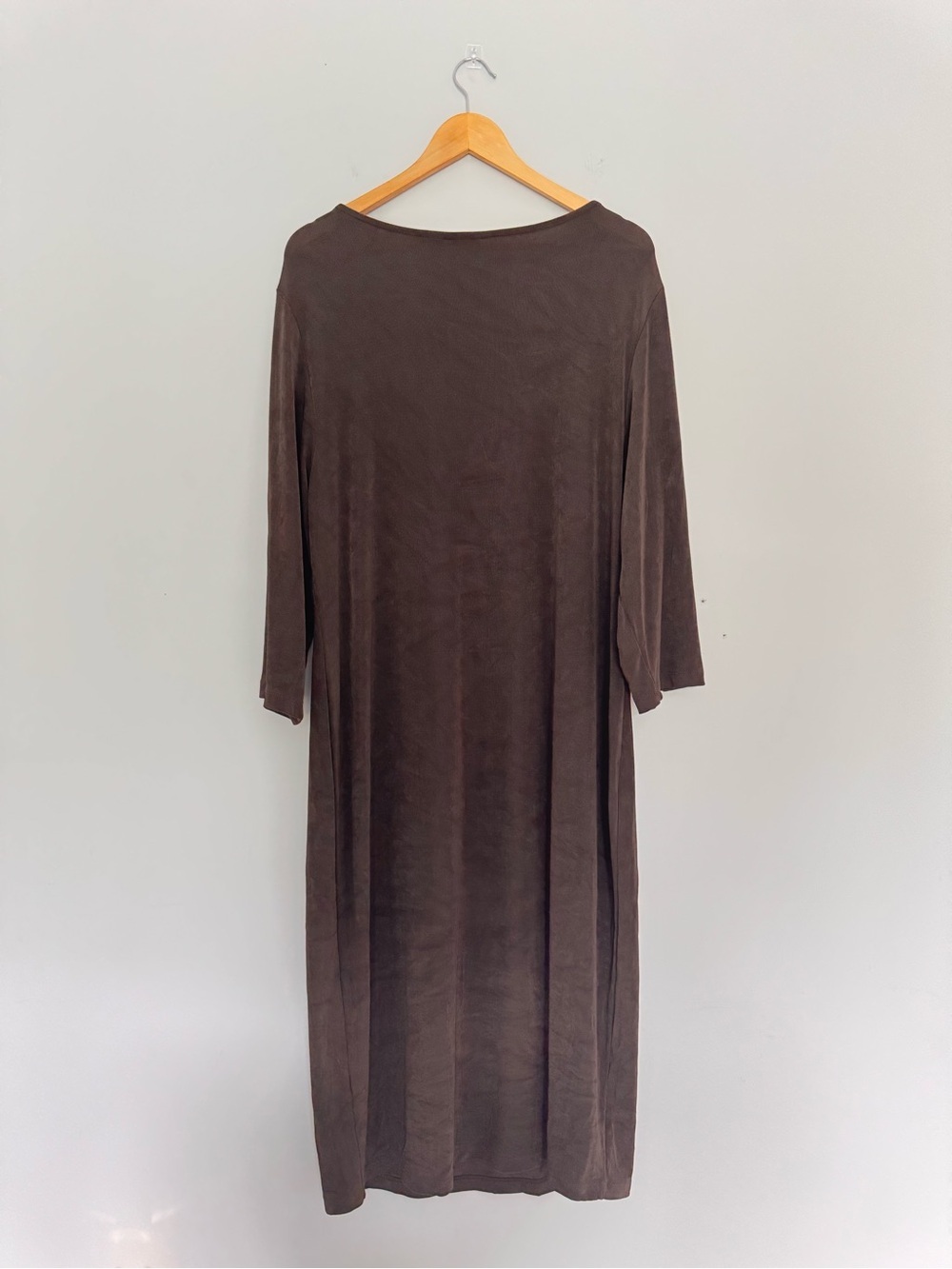 Chico's Travelers Brown Knit Midi Dress Size 3 (US 16/18) Button Sleeve Stretch - Picture 6 of 10